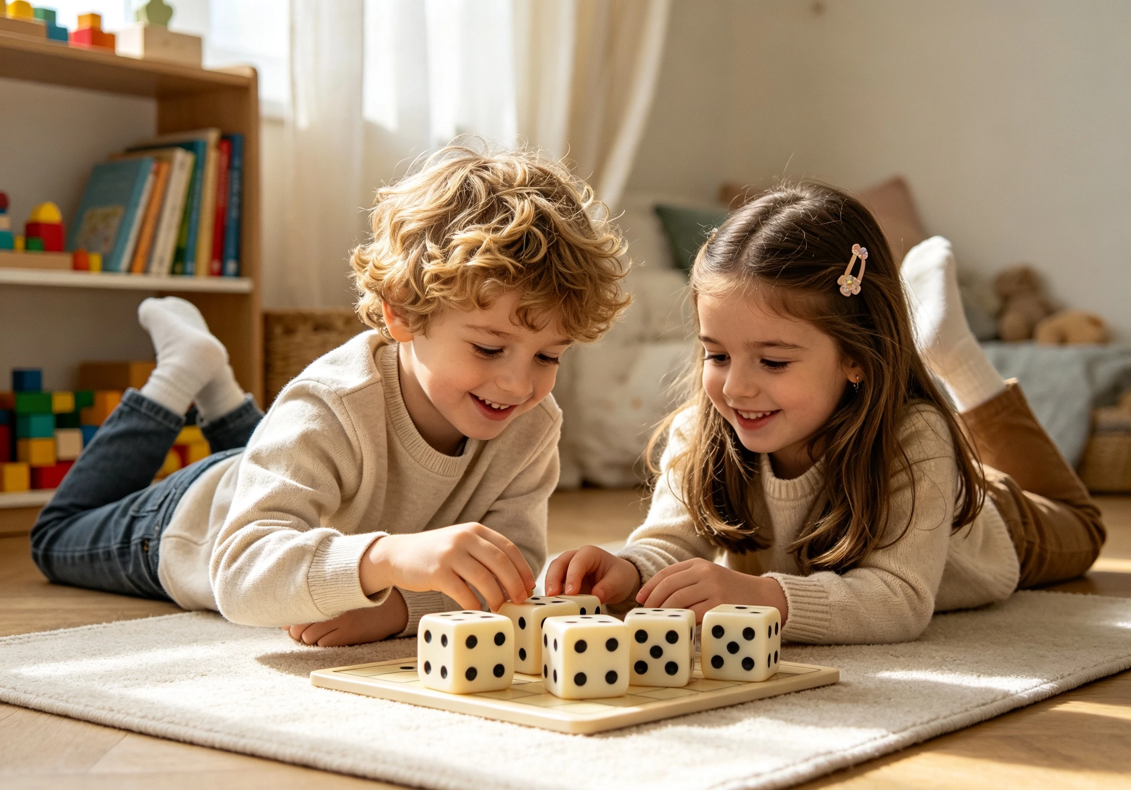 Children playing with dice