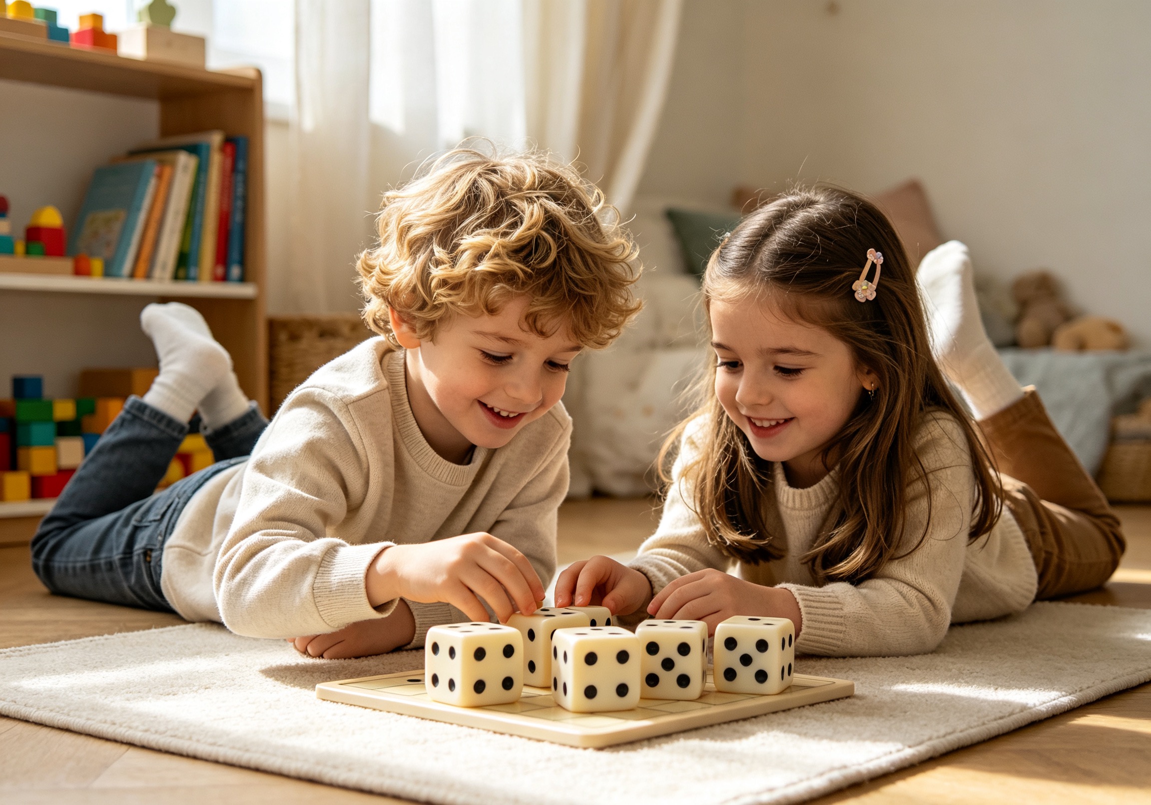 Children playing with dice